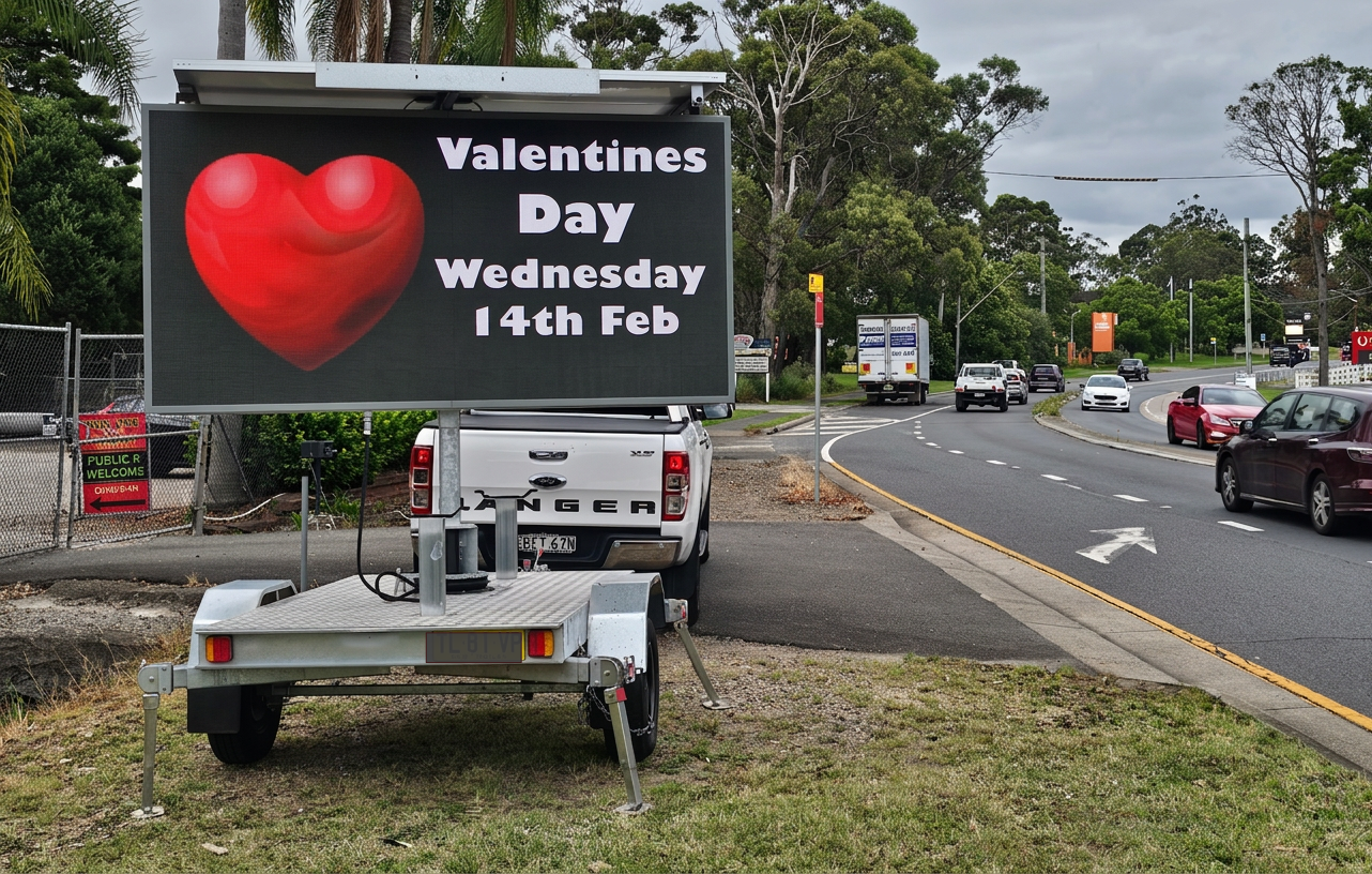 Portable digital advertising trailer from Rent Me Australia