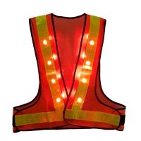 Safety Vest - Red LED Lights - Reflective Strip - Working Underground