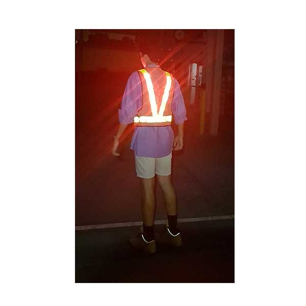 Safety Vest Red LED Lights Reflective Strip Working